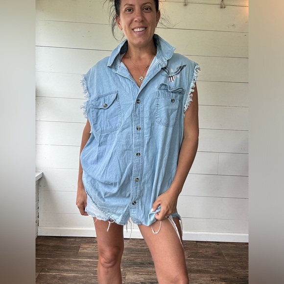 Black Canyon 2XL Liberty or Death 1776 Chambre Button Down Sleeveless America - Picture 2 of 8